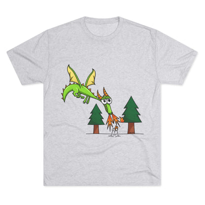 Unisex Tri-Blend Crew Tee (Flaming Dragon)