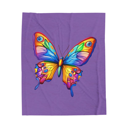 Velveteen Plush Blanket (Colorful Butterfly)