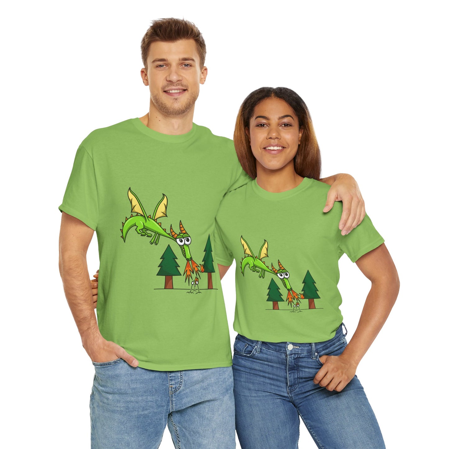 Unisex Heavy Cotton Tee (Flaming Dragon)