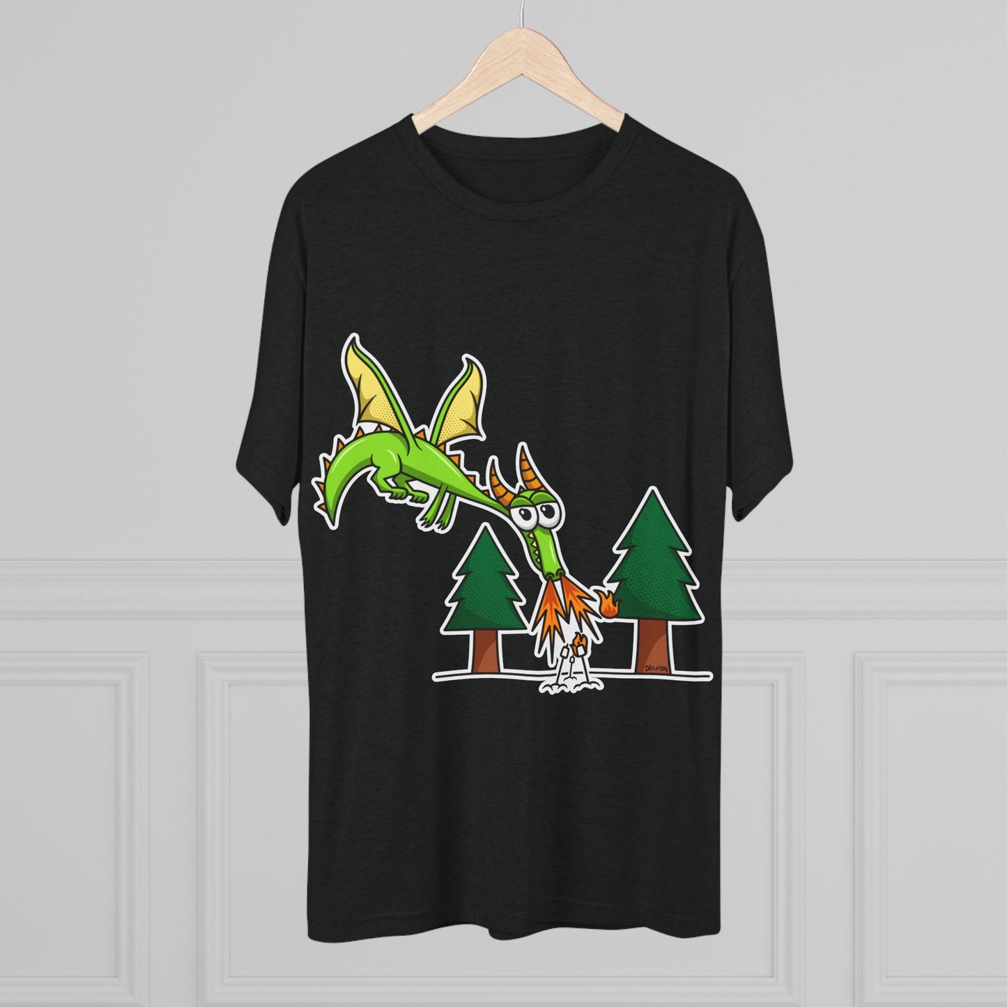 Unisex Tri-Blend Crew Tee (Flaming Dragon)