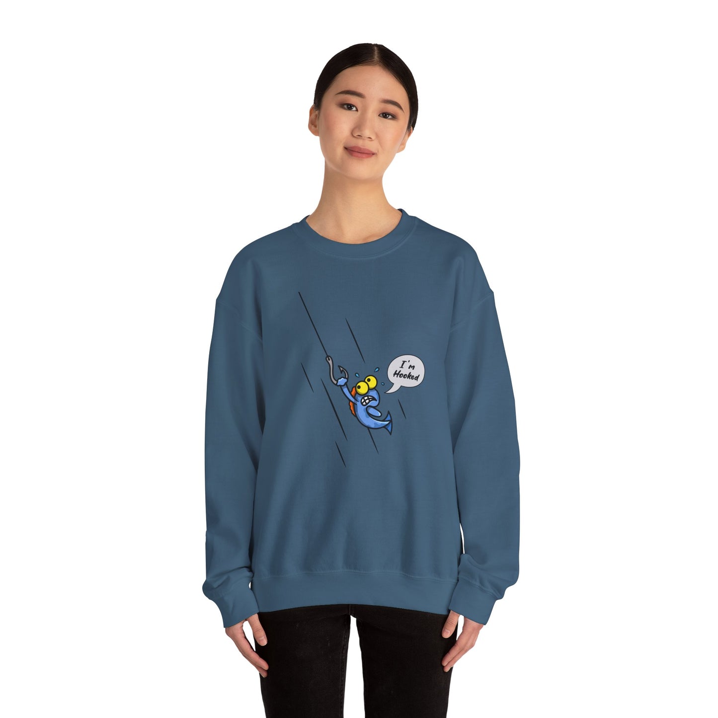 Unisex Heavy Blend™ Crewneck Sweatshirt (Fishing Hooked)