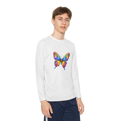 Youth Long Sleeve Competitor Tee (Colorful Butterfly)