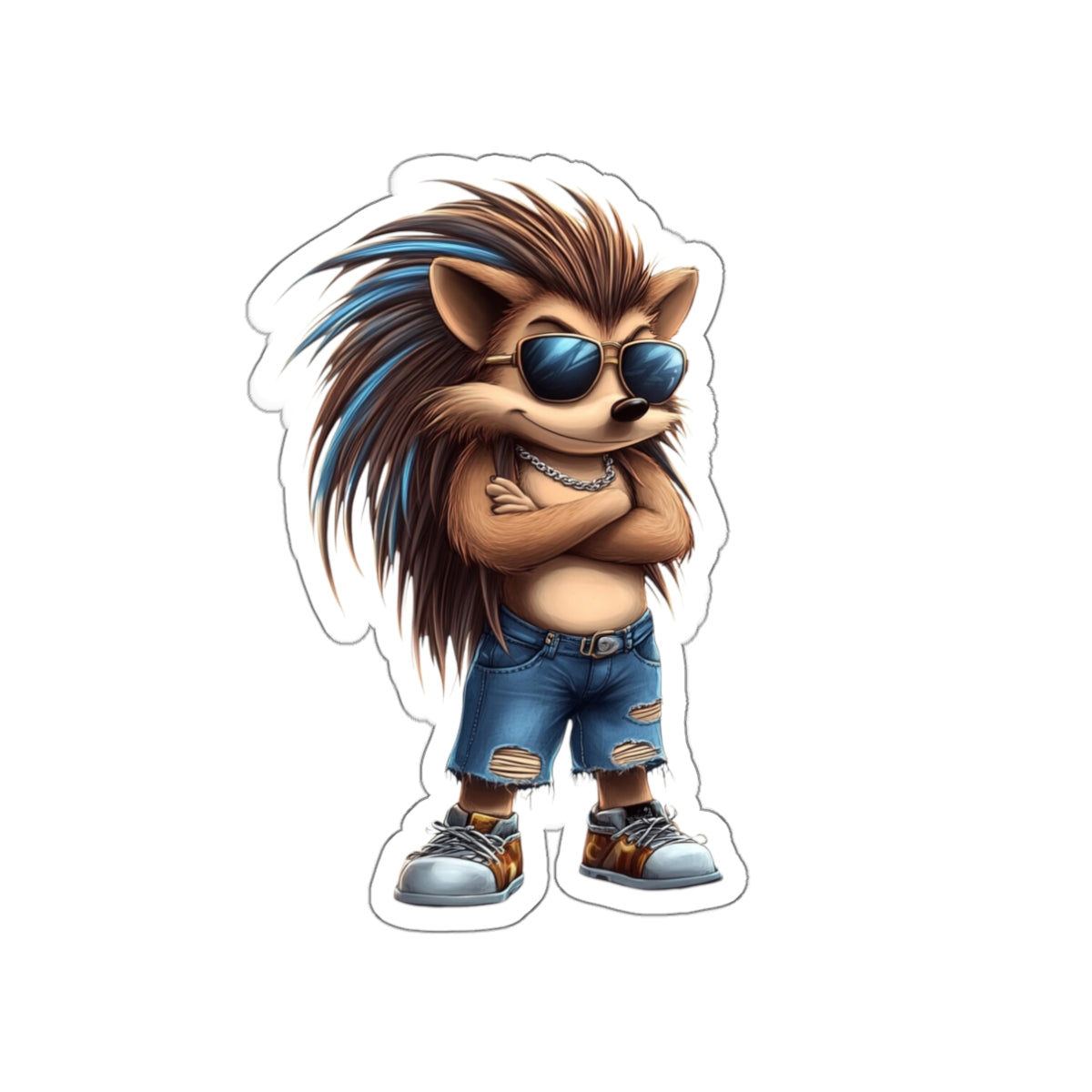 Die-Cut Stickers | Vibrant Art for Personalization (Cool Hedgehog)