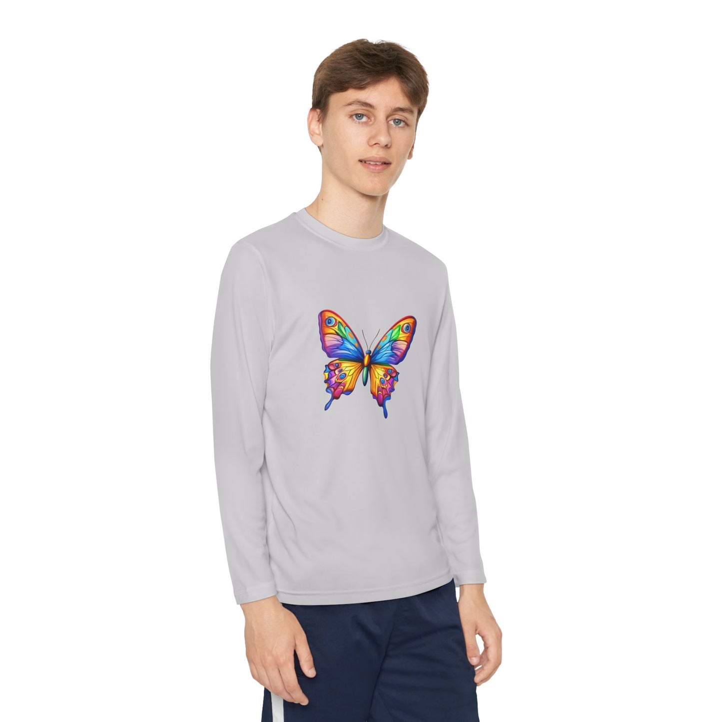 Youth Long Sleeve Competitor Tee (Colorful Butterfly)