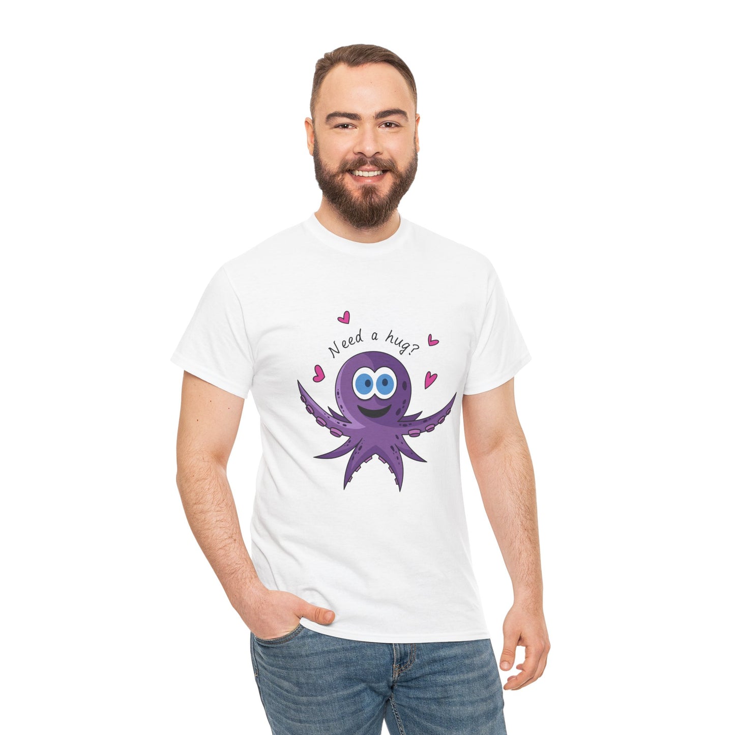 Unisex Heavy Cotton Tee (Octopus Hug)