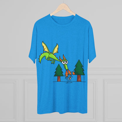 Unisex Tri-Blend Crew Tee (Flaming Dragon)