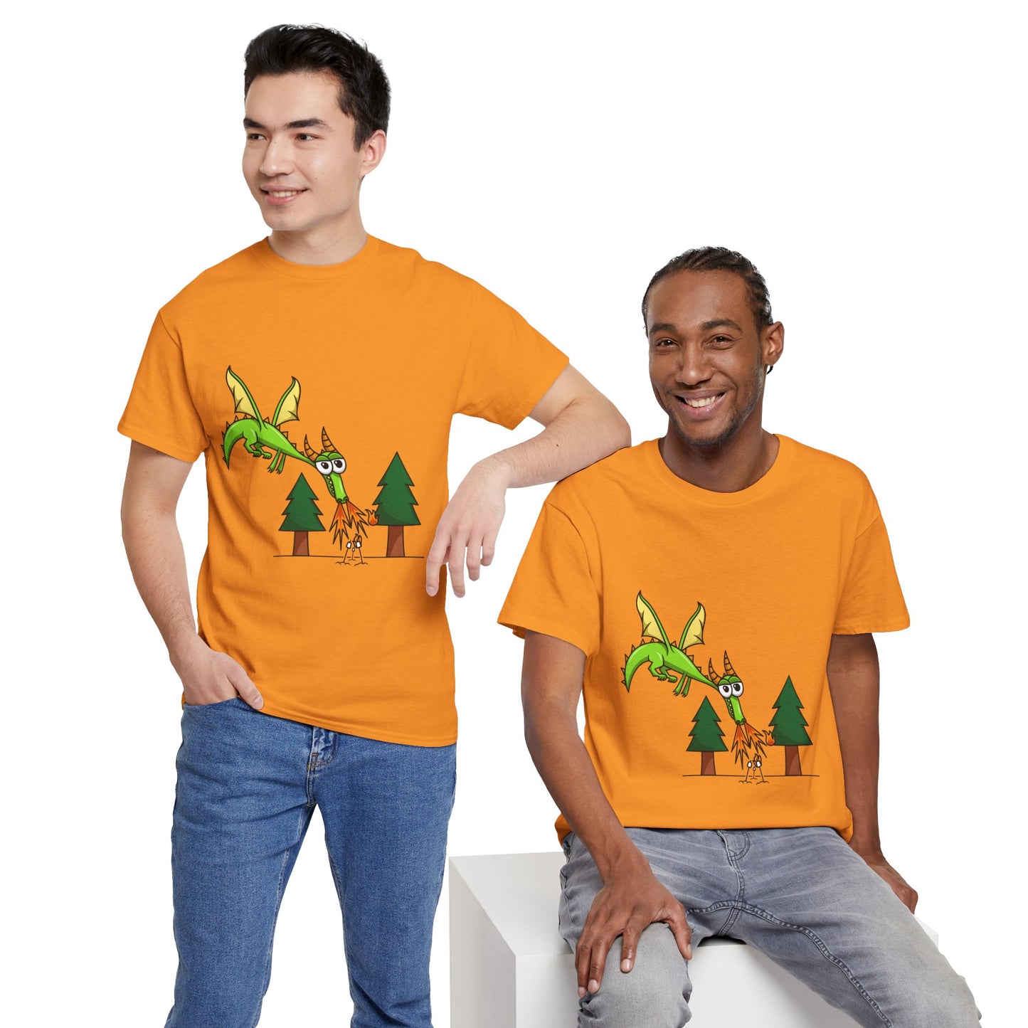 Unisex Heavy Cotton Tee (Flaming Dragon)