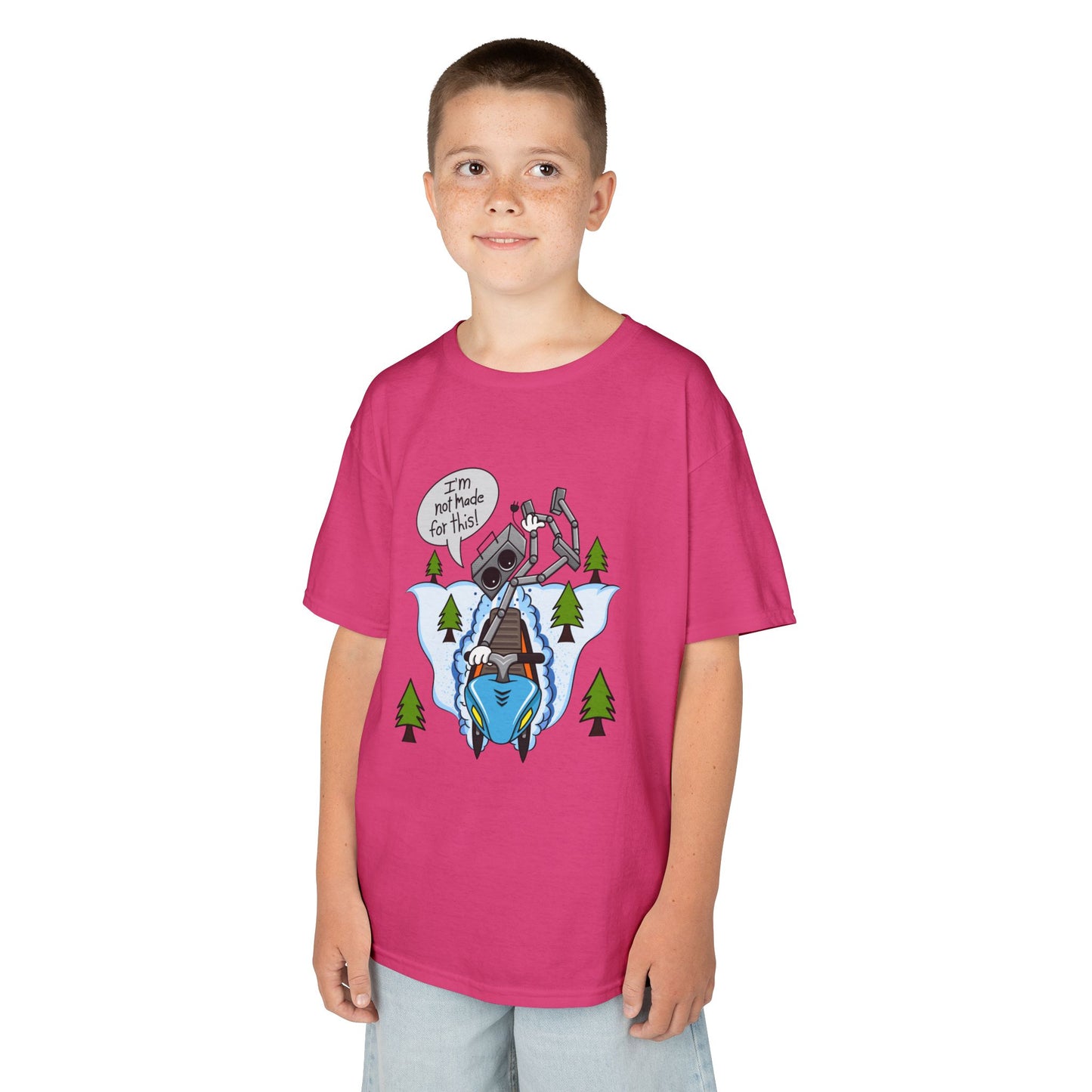 Kids Heavy Cotton T-Shirt (I'm not made for this - Snowmobiler)