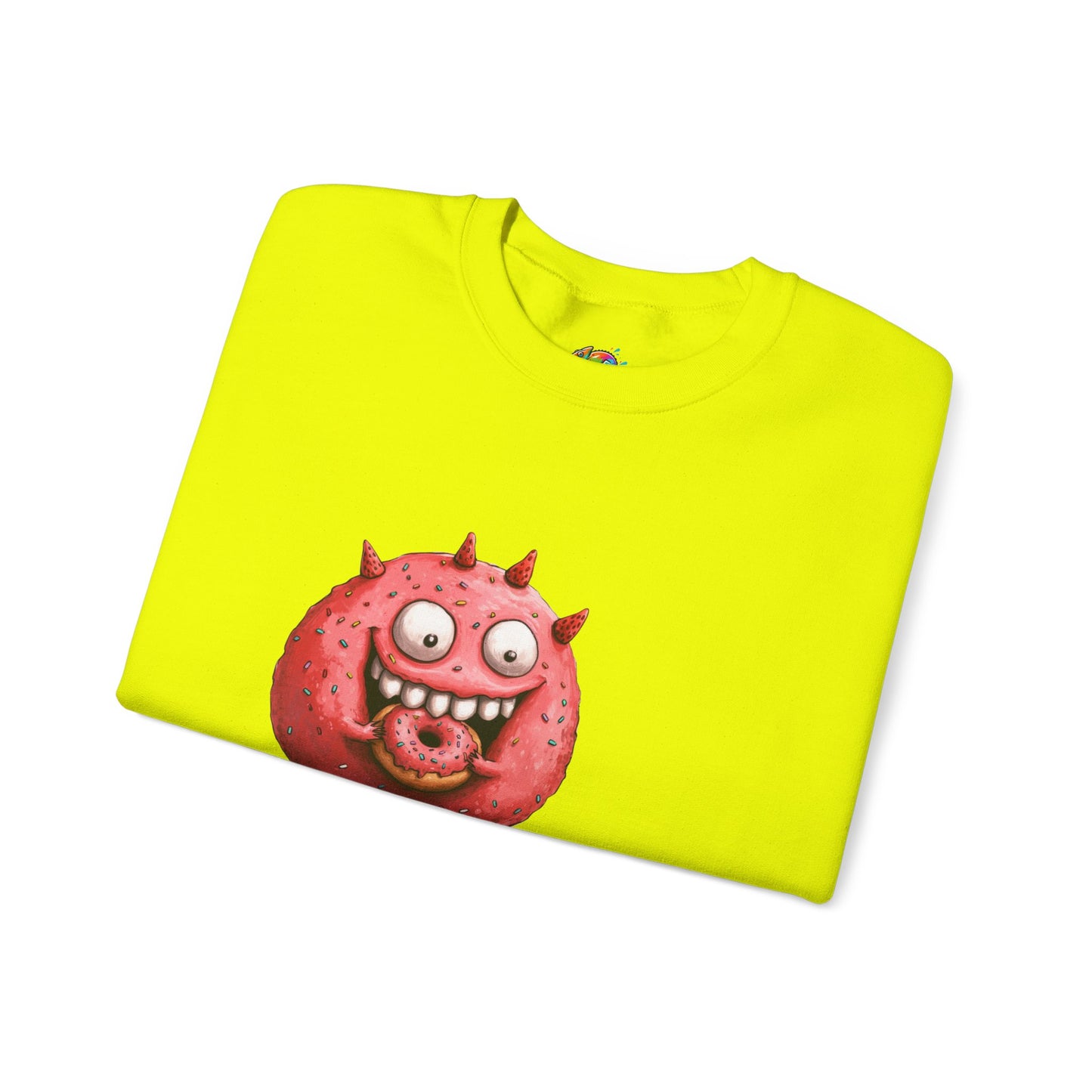 Unisex Heavy Blend™ Crewneck Sweatshirt (Donut Monster eating Donut)