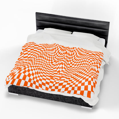 Velveteen Plush Blanket (Orange Pixels)