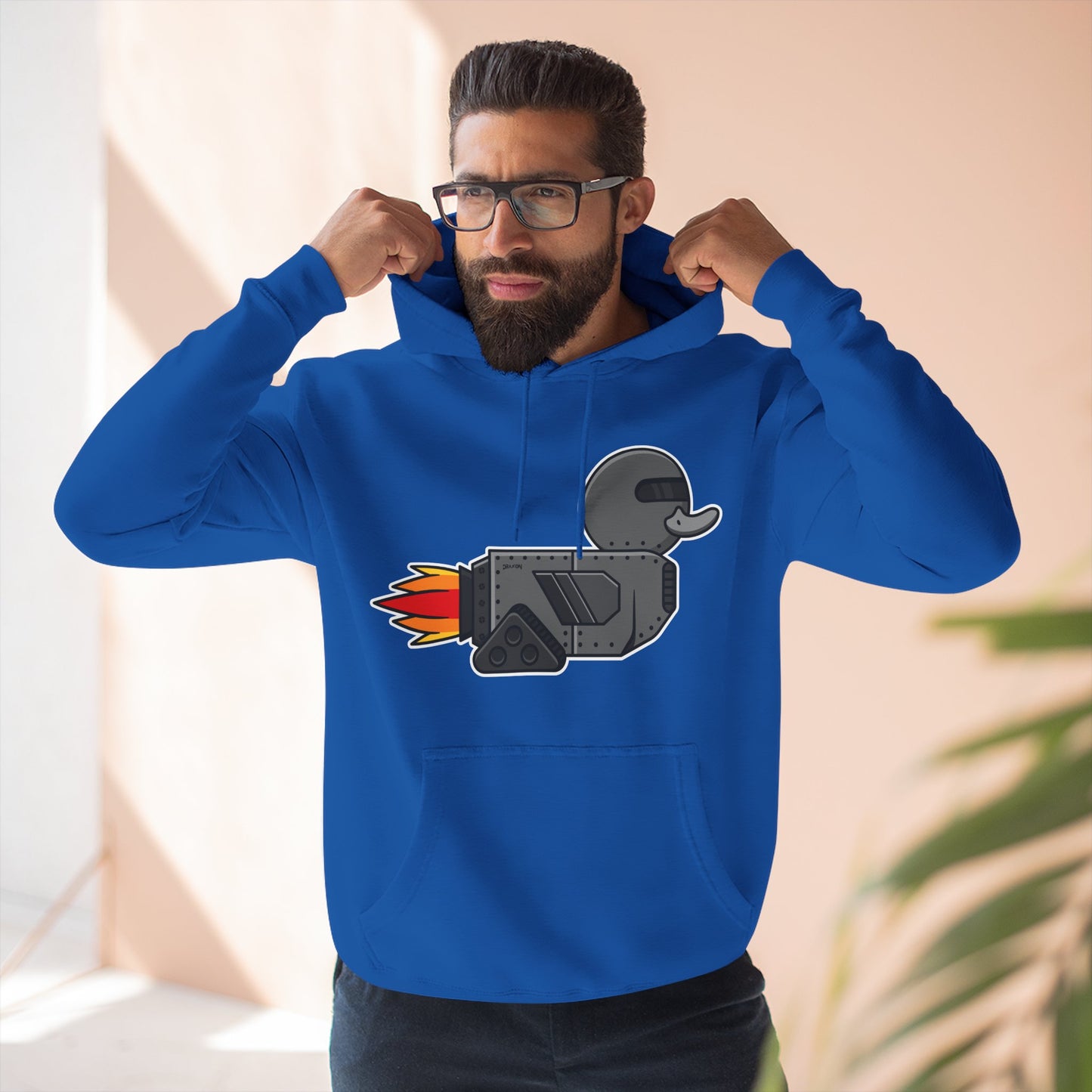 Three-Panel Fleece Hoodie (Robot Duck)