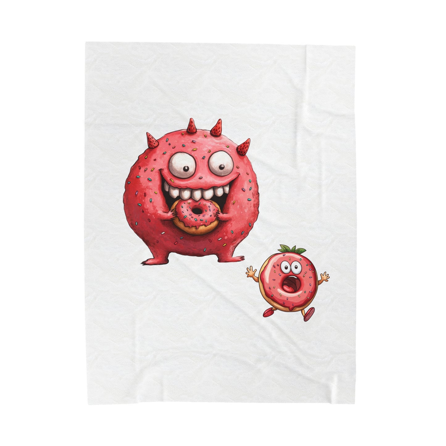 Velveteen Plush Blanket (Donut Monster eating Donut)