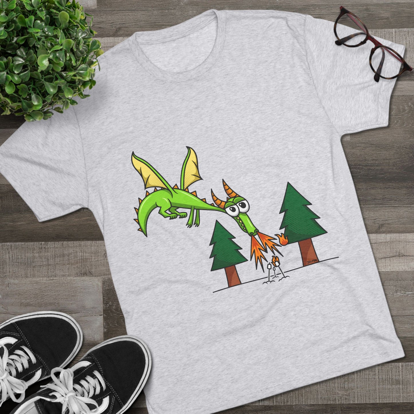 Unisex Tri-Blend Crew Tee (Flaming Dragon)