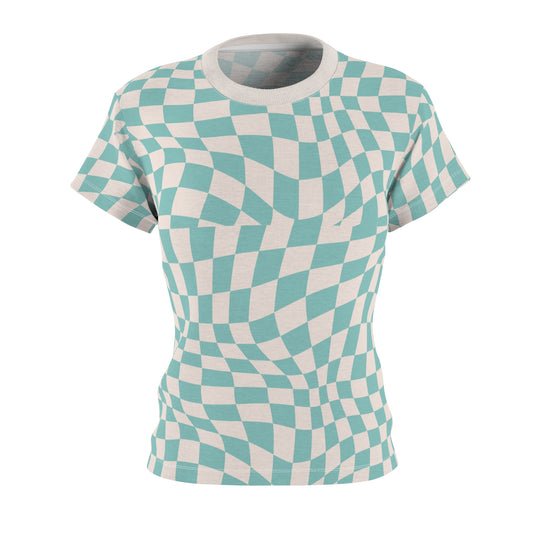Women's Cut & Sew Tee (Teal Pixels)