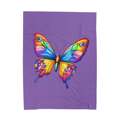 Velveteen Plush Blanket (Colorful Butterfly)