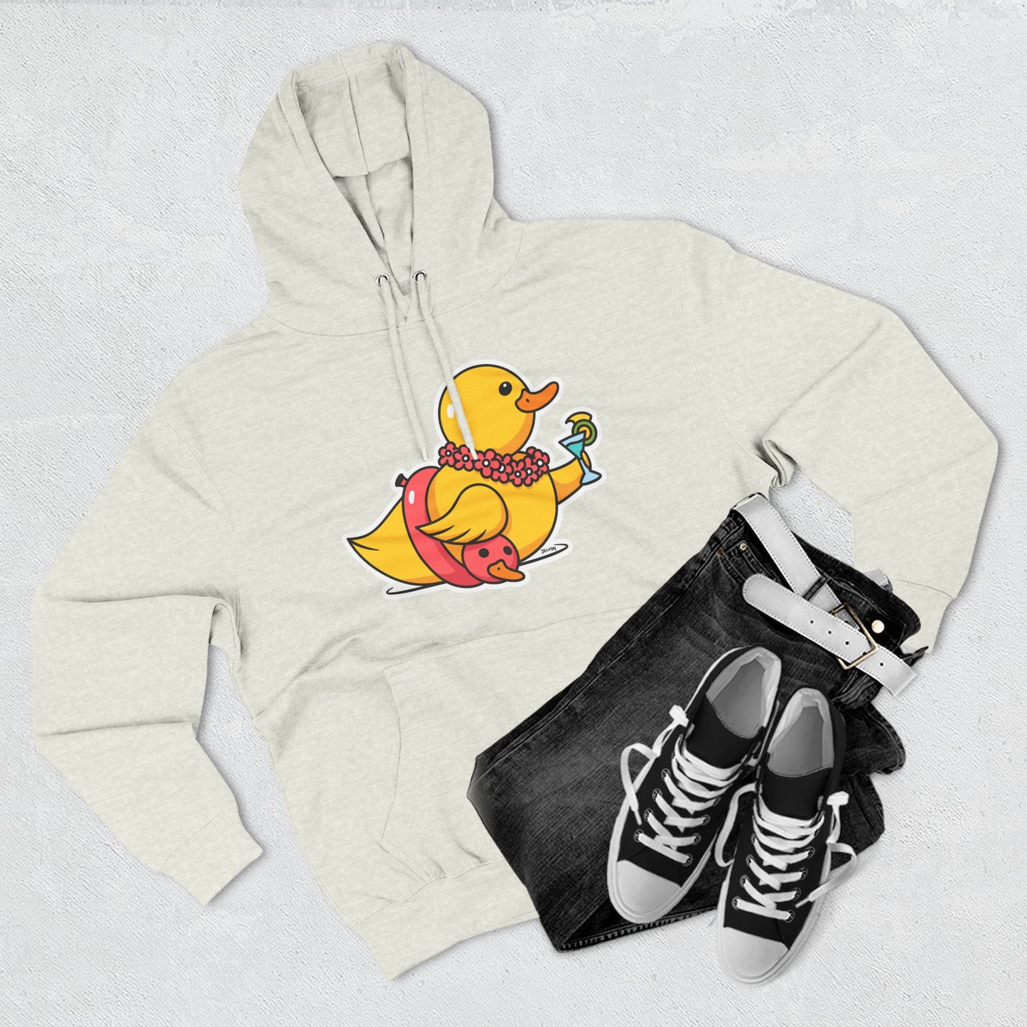 Three-Panel Fleece Hoodie (Tropical Duck)