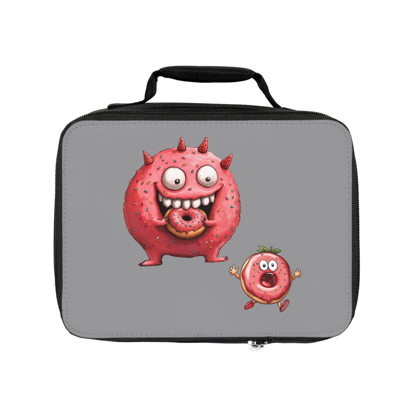 Lunch Bag - Grey (Donut Monster eating Donut)