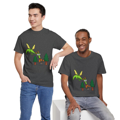 Unisex Heavy Cotton Tee (Flaming Dragon)
