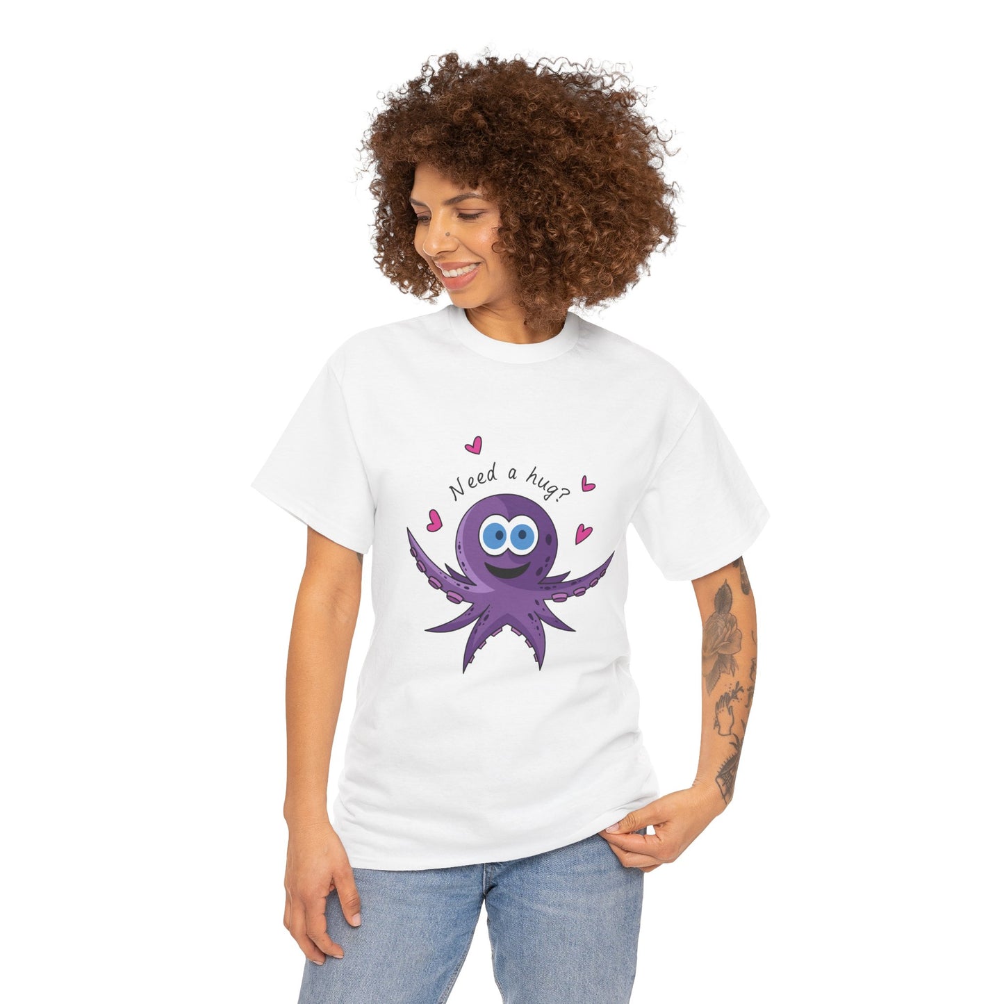 Unisex Heavy Cotton Tee (Octopus Hug)
