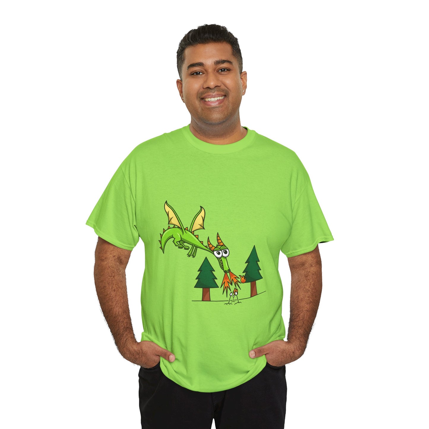 Unisex Heavy Cotton Tee (Flaming Dragon)