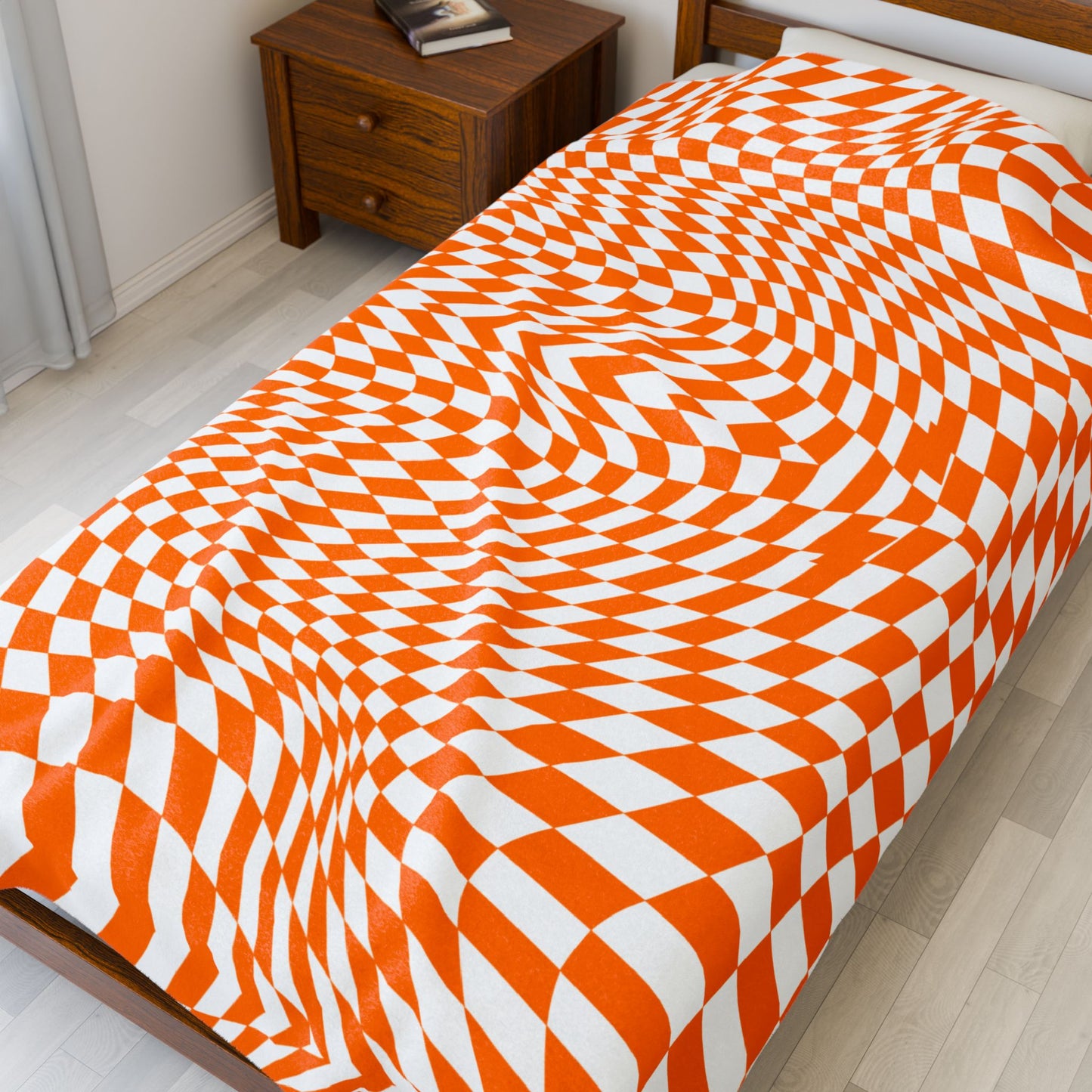 Velveteen Plush Blanket (Orange Pixels)