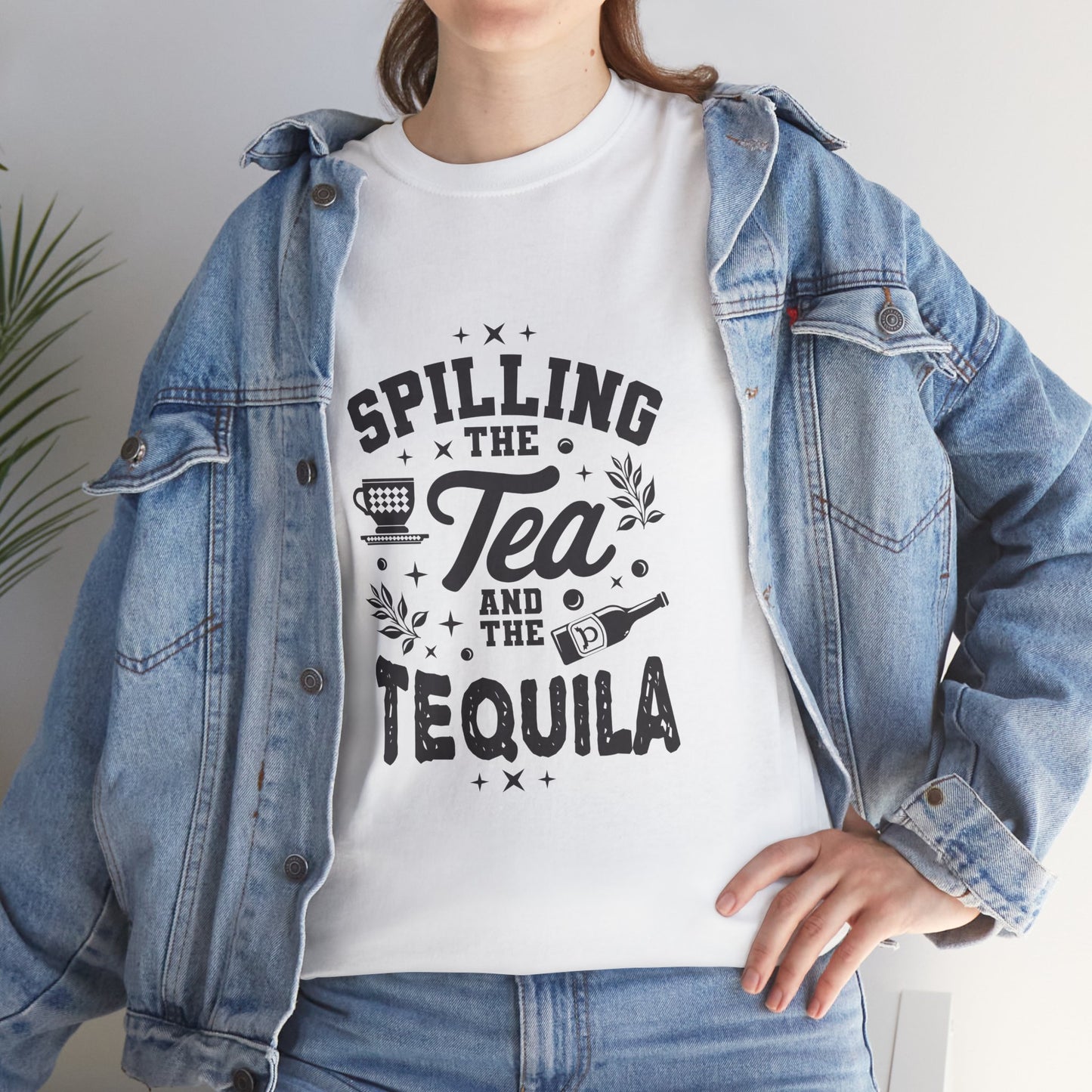 Unisex Heavy Cotton Tee (Spill Tea & Tequila)