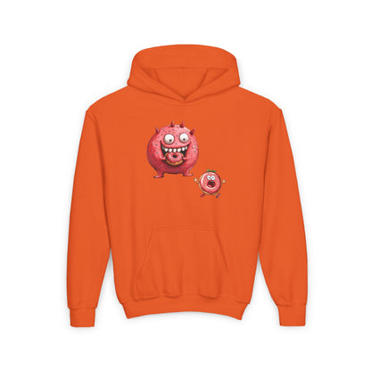 Youth Heavy Blend Hooded Sweatshirt (Donut Monster eating Donut)