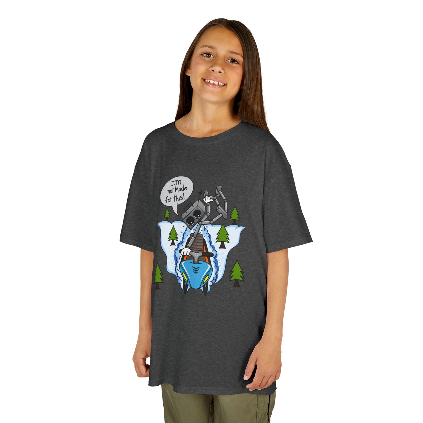 Kids Heavy Cotton T-Shirt (I'm not made for this - Snowmobiler)