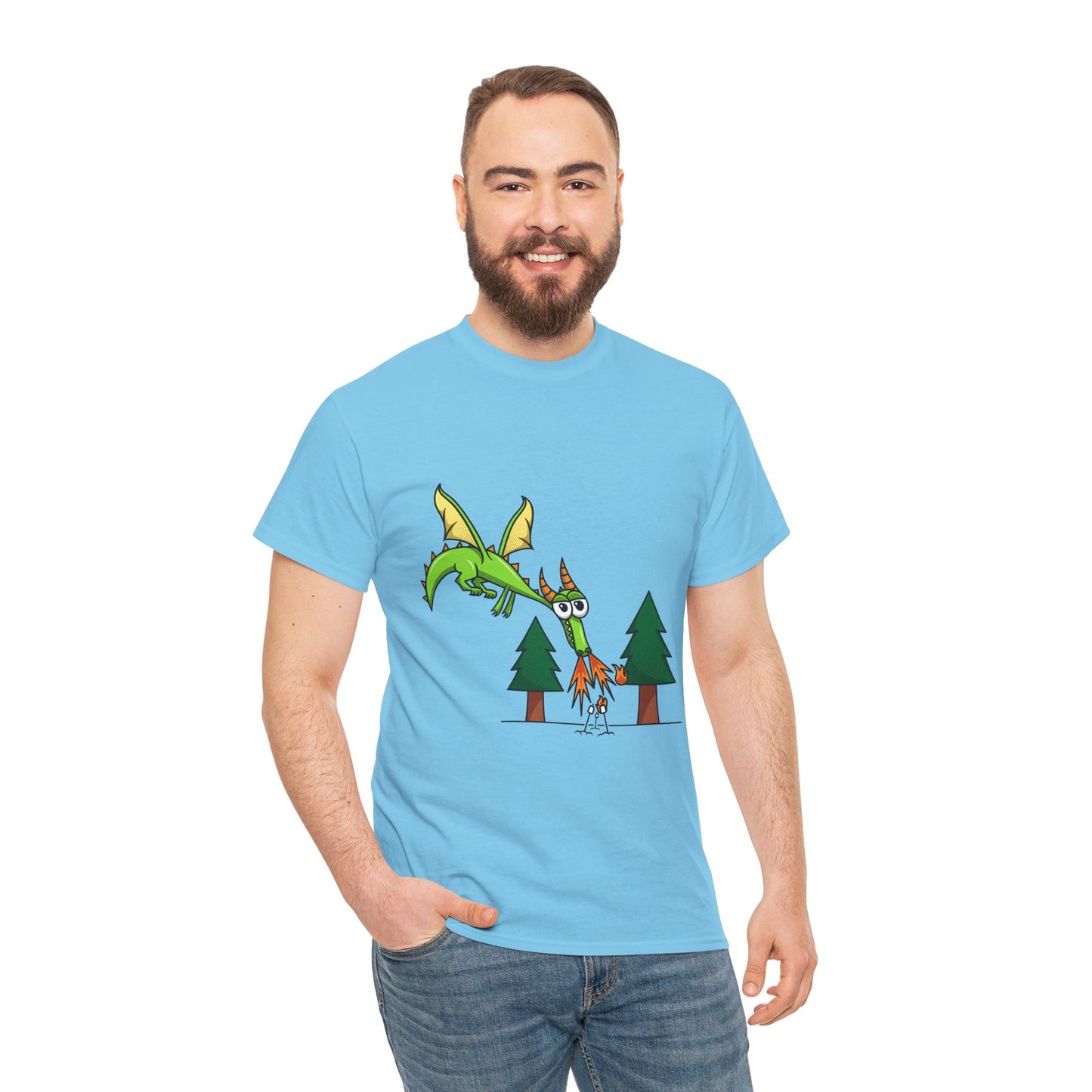 Unisex Heavy Cotton Tee (Flaming Dragon)