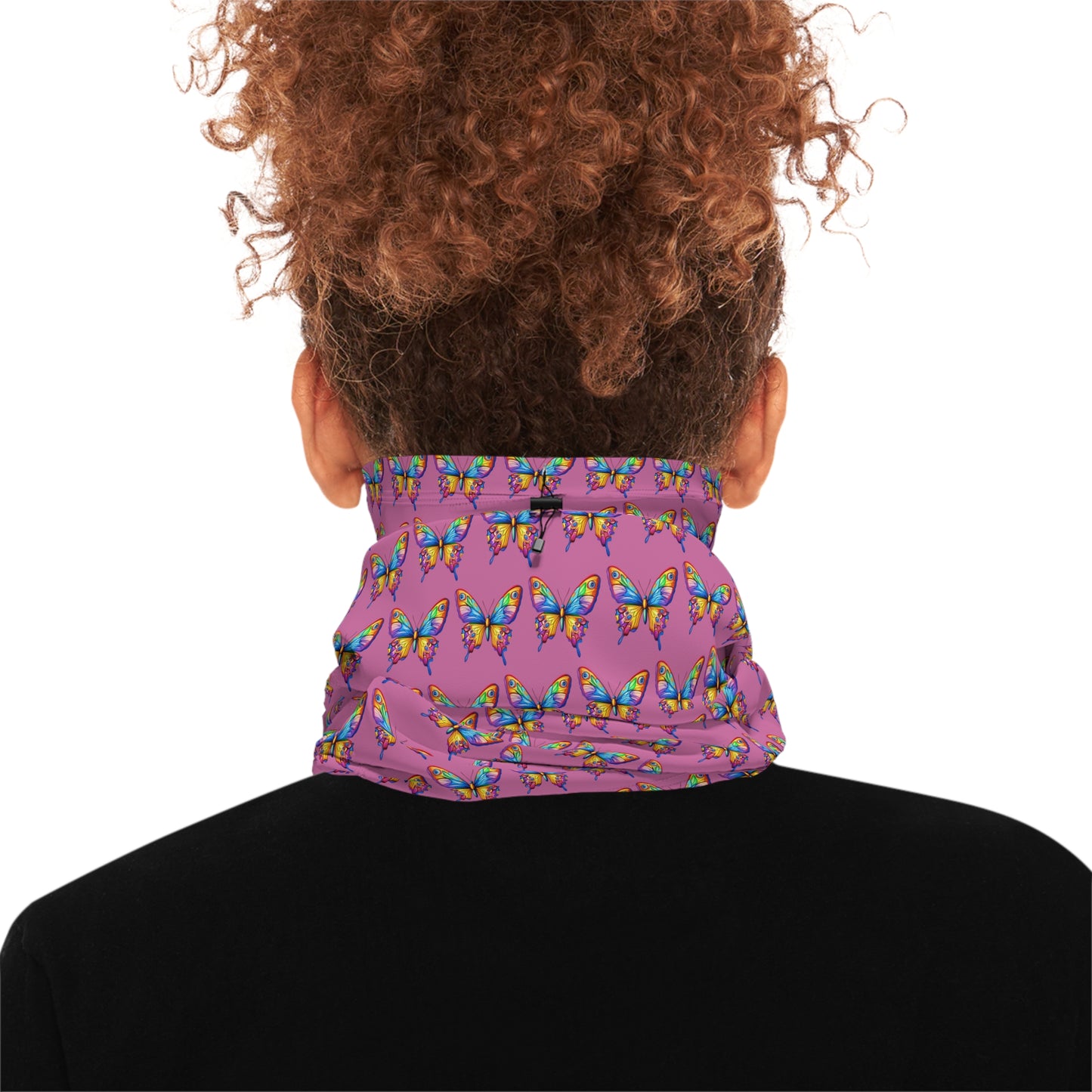 Winter Neck Gaiter With Drawstring (Colorful Butterfly)