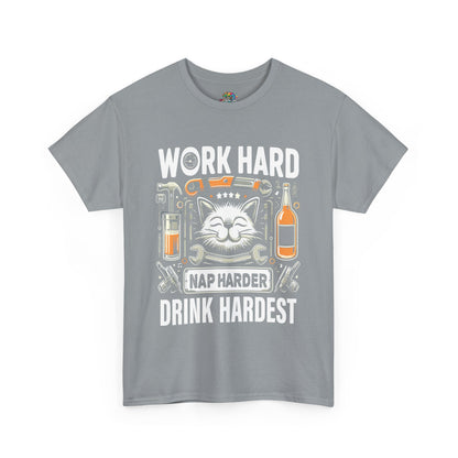 Unisex Heavy Cotton Tee (Work, Nap & Drink Hard)