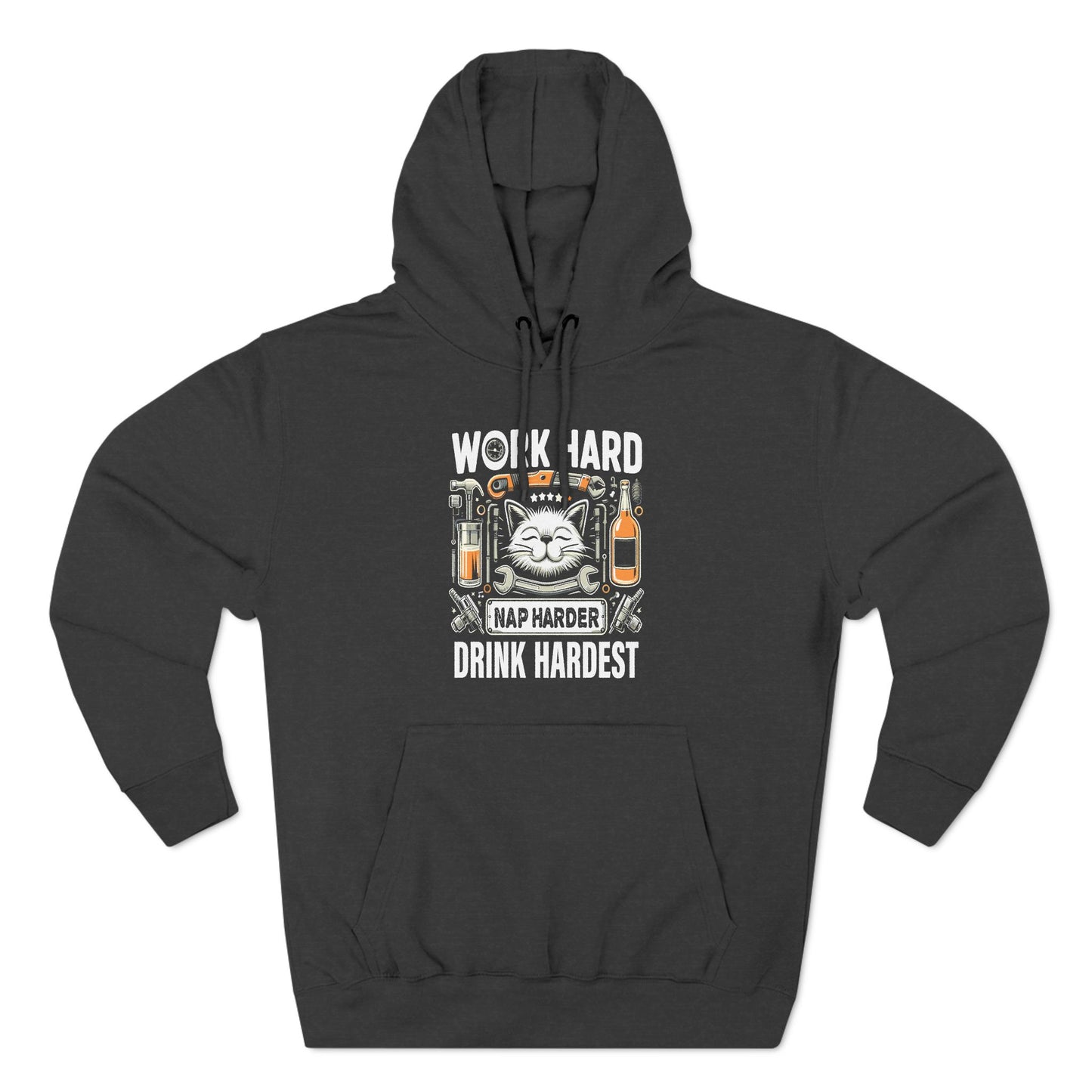 Three-Panel Fleece Hoodie (Work, Nap & Drink Hard)