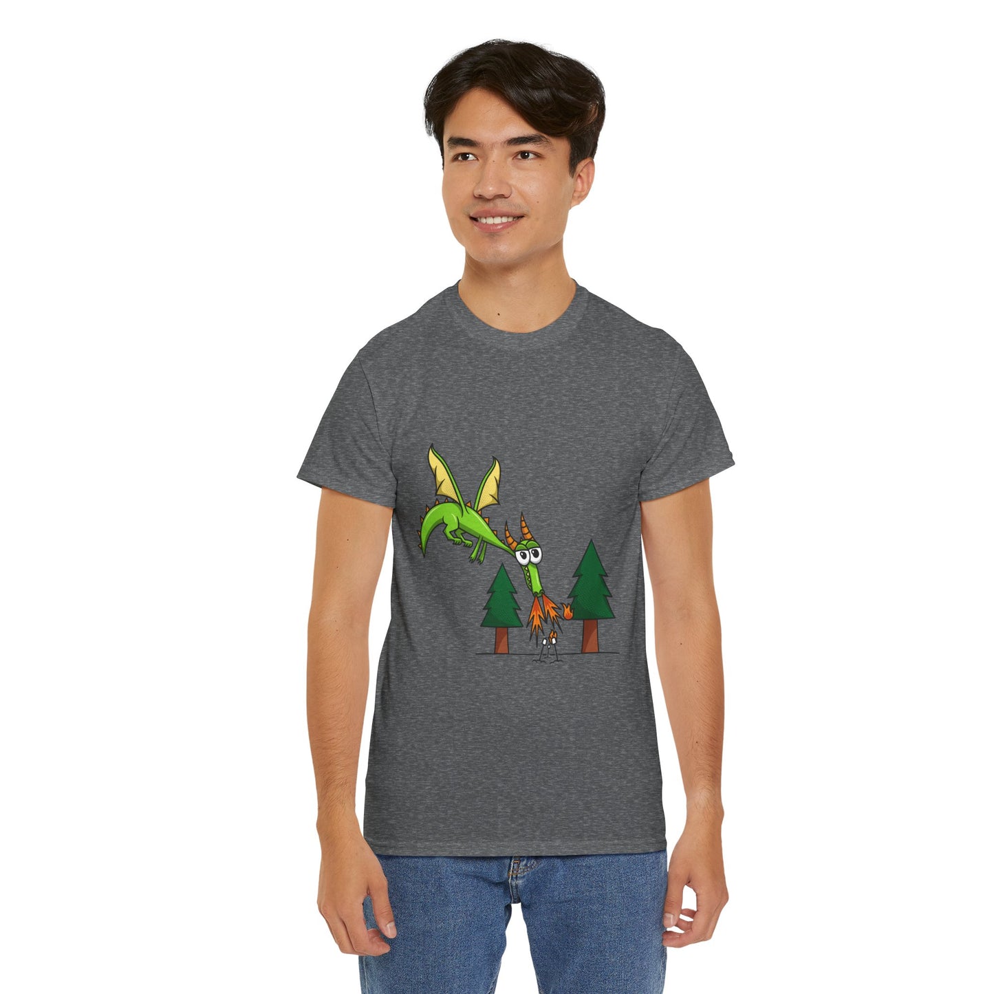 Unisex Heavy Cotton Tee (Flaming Dragon)