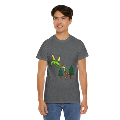 Unisex Heavy Cotton Tee (Flaming Dragon)