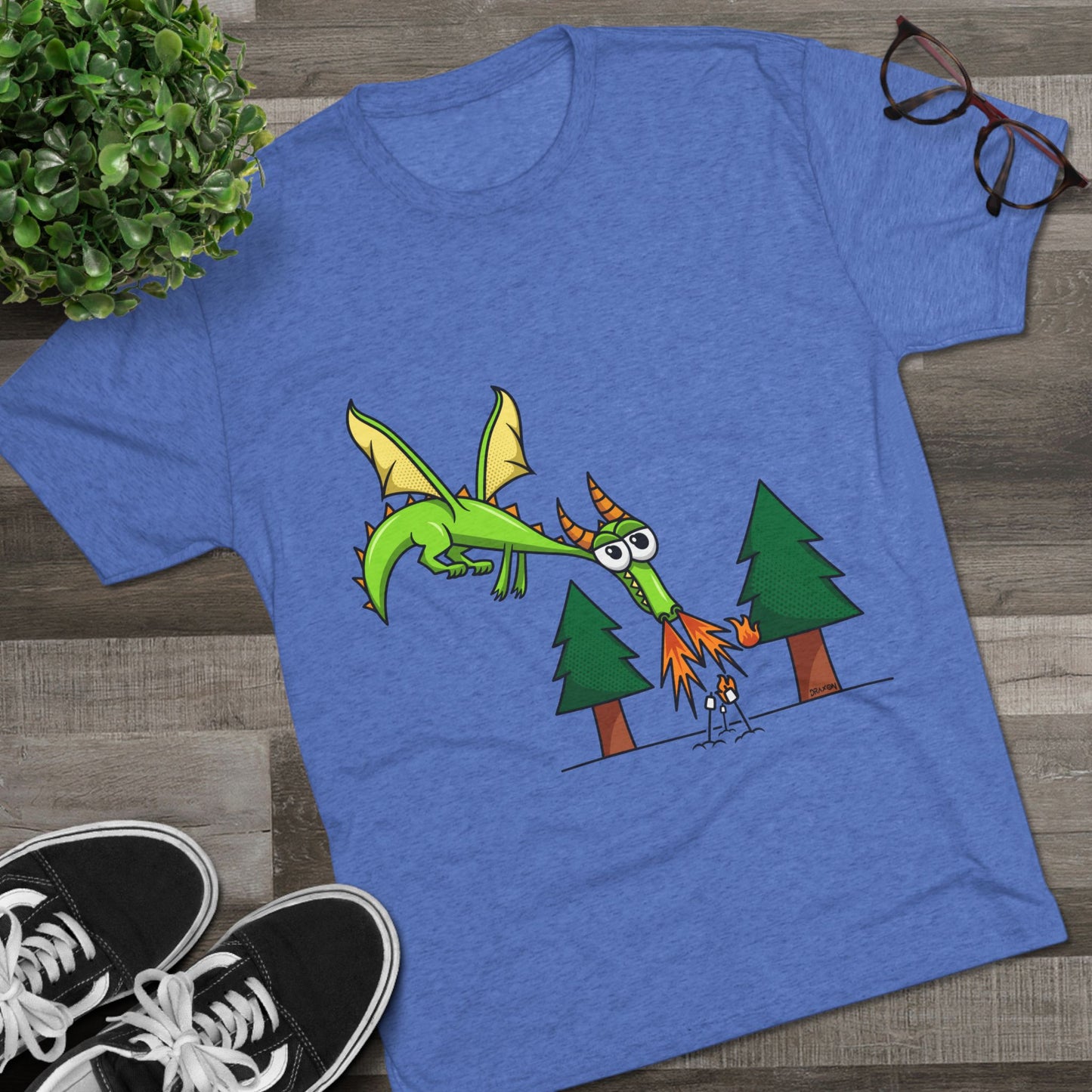 Unisex Tri-Blend Crew Tee (Flaming Dragon)