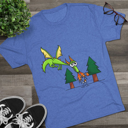 Unisex Tri-Blend Crew Tee (Flaming Dragon)