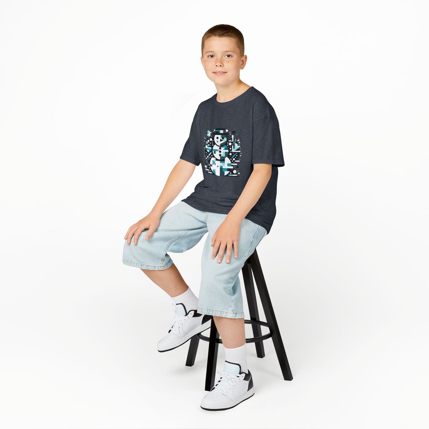 Kids Heavy Cotton T-Shirt (Abstract Snowman)