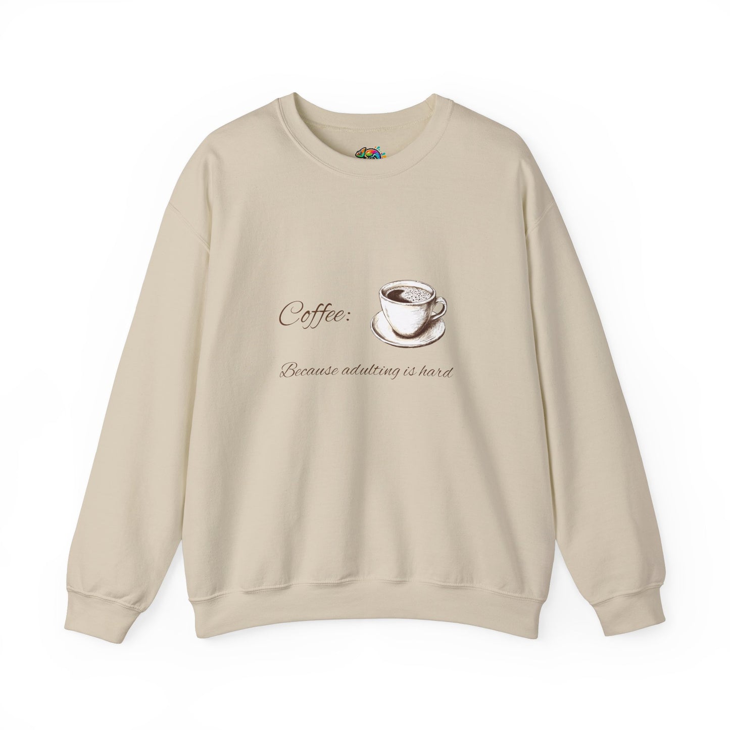 Unisex Heavy Blend™ Crewneck Sweatshirt (Coffee, Adulting is hard)