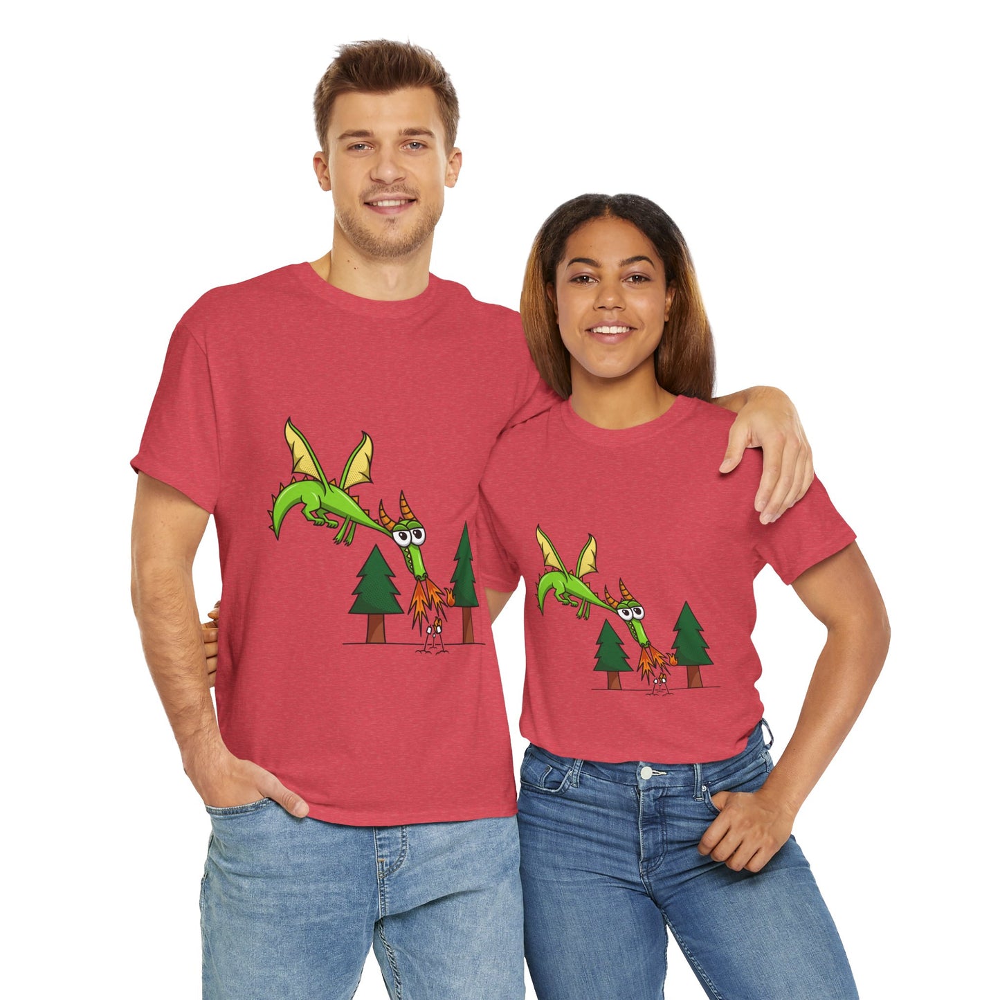 Unisex Heavy Cotton Tee (Flaming Dragon)