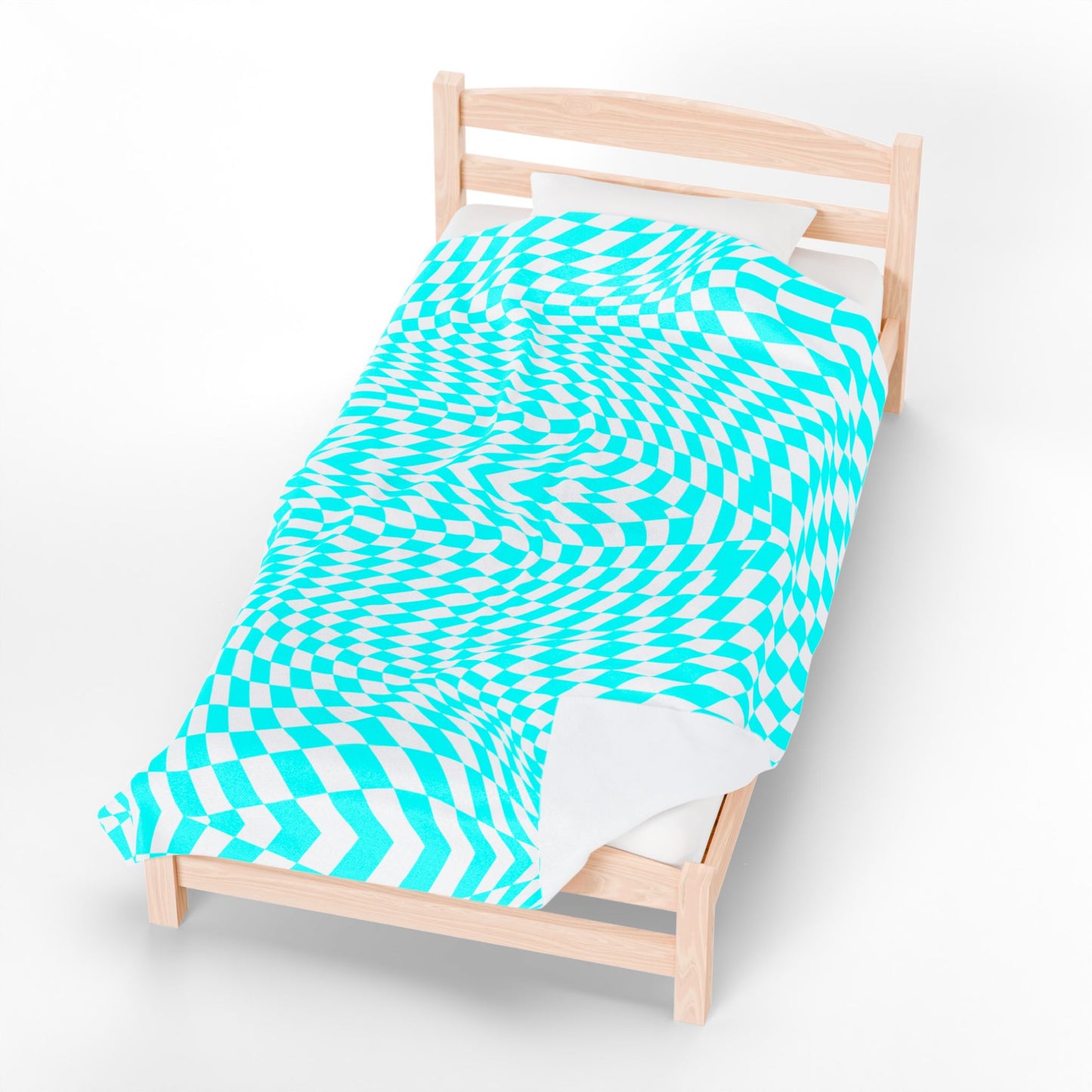 Velveteen Plush Blanket (Turquoise pixels)