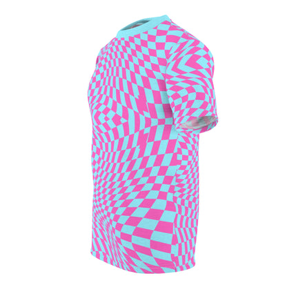 Unisex Cut & Sew Tee (Aqua-Pink Pixels)