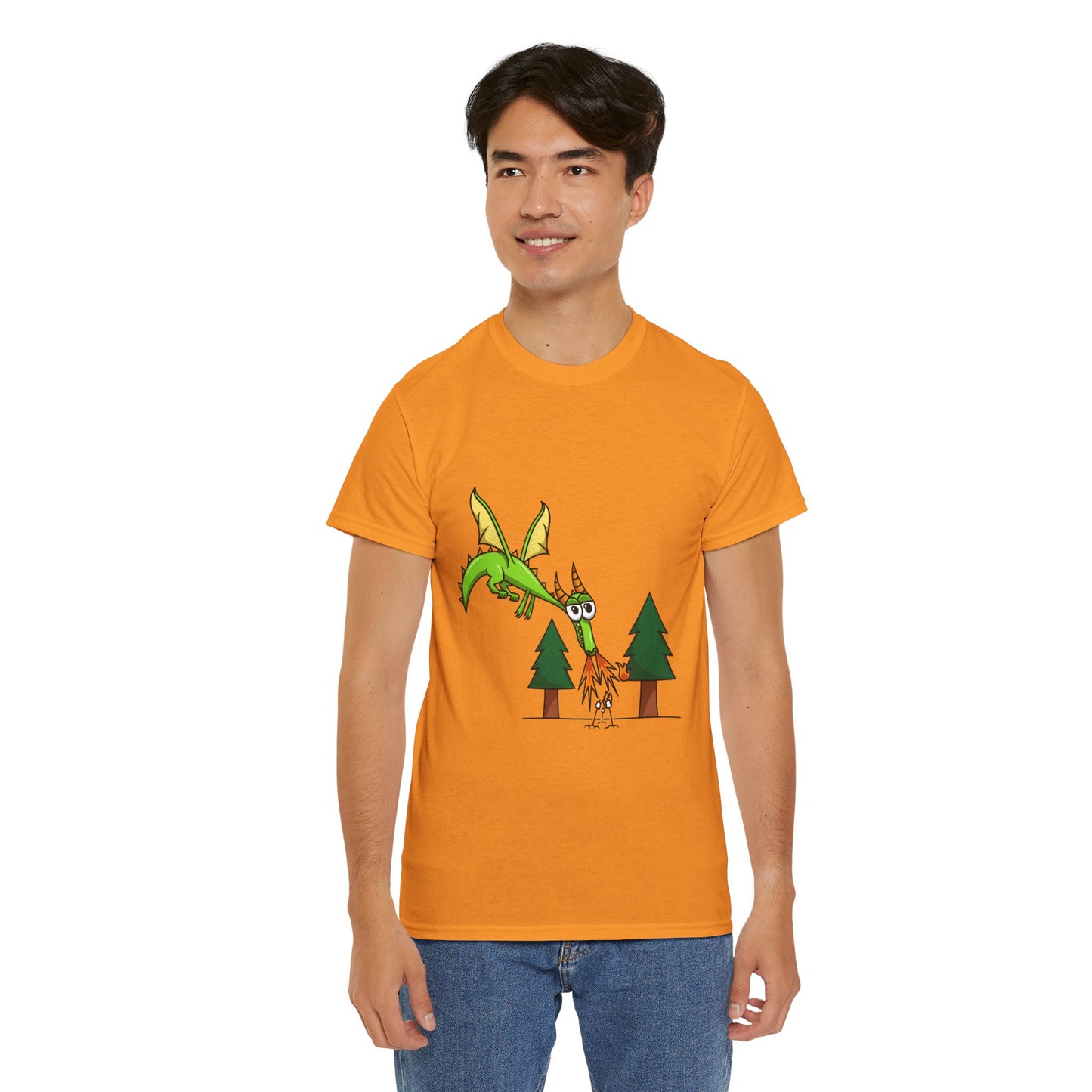 Unisex Heavy Cotton Tee (Flaming Dragon)
