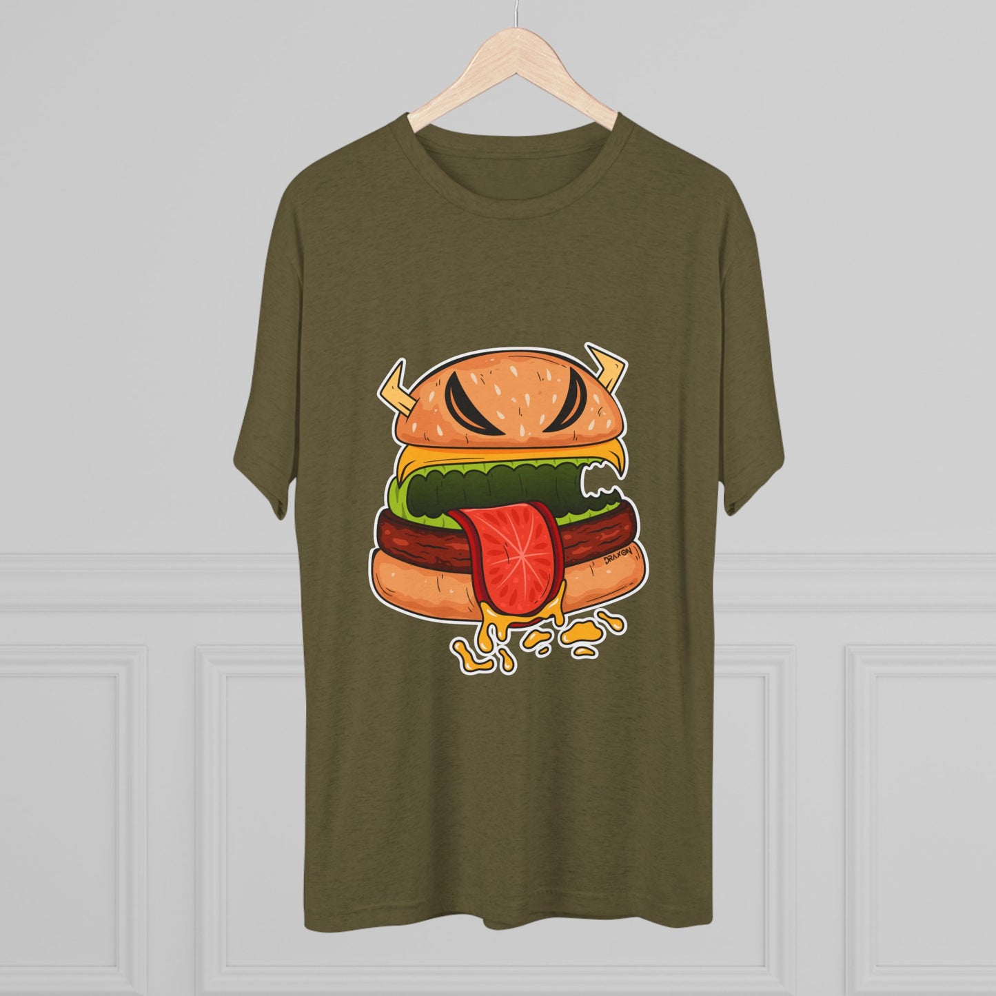 Unisex Tri-Blend Crew Tee (Cheeseburger Monster)