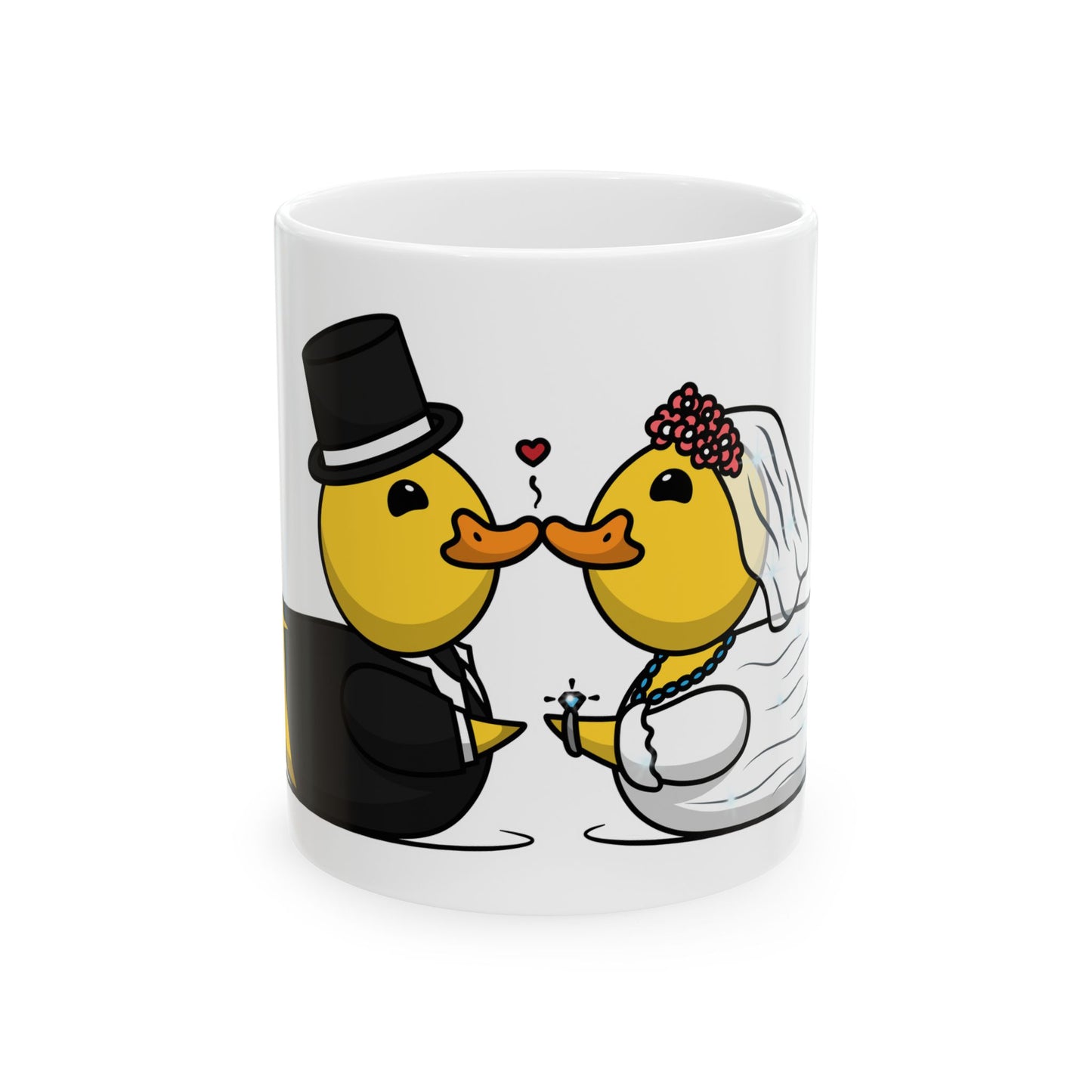 White Ceramic Mug 11oz & 15oz (Wedding Ducks)