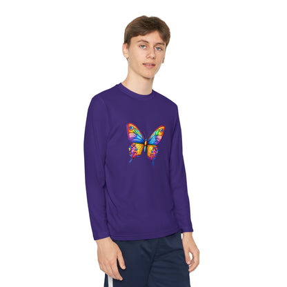 Youth Long Sleeve Competitor Tee (Colorful Butterfly)