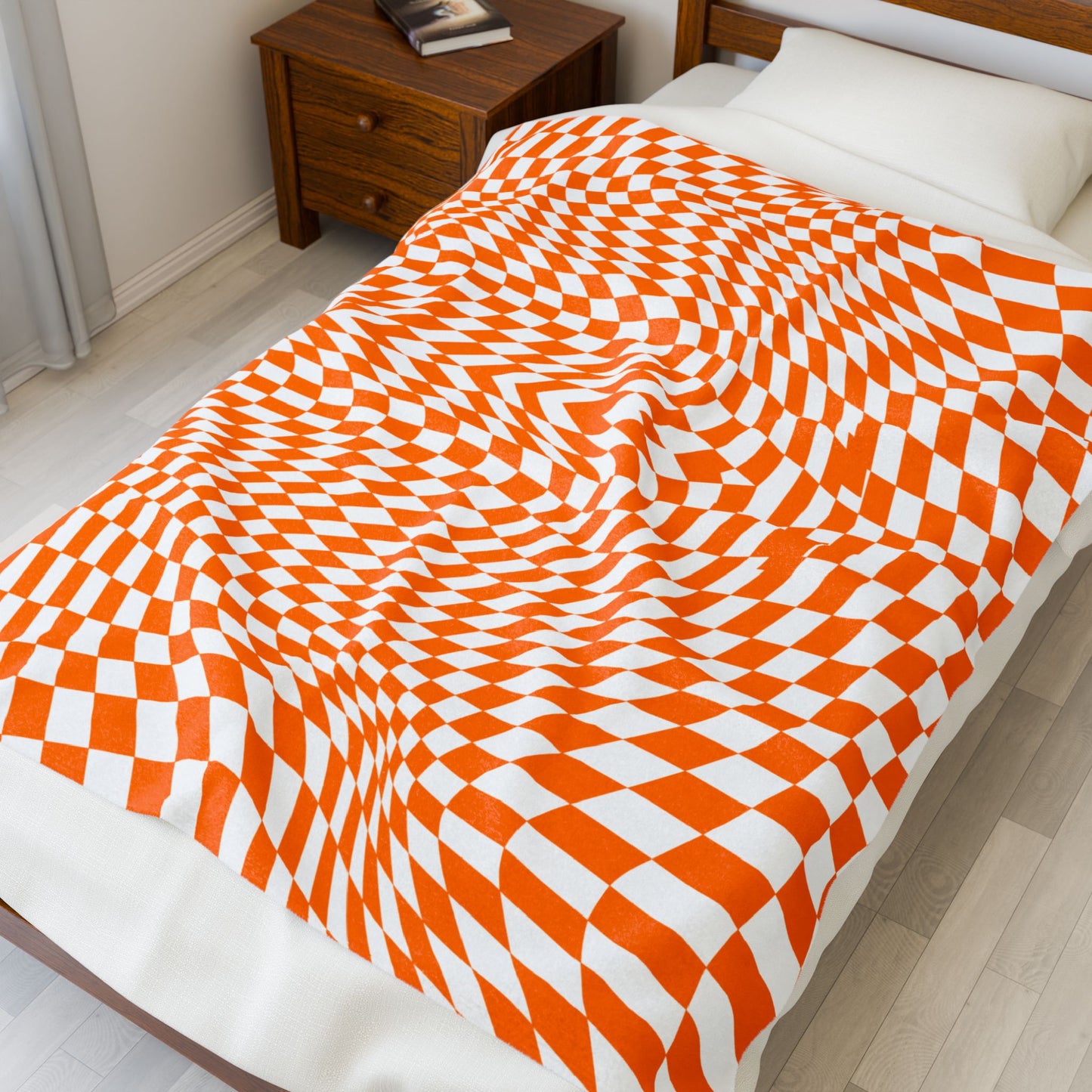Velveteen Plush Blanket (Orange Pixels)