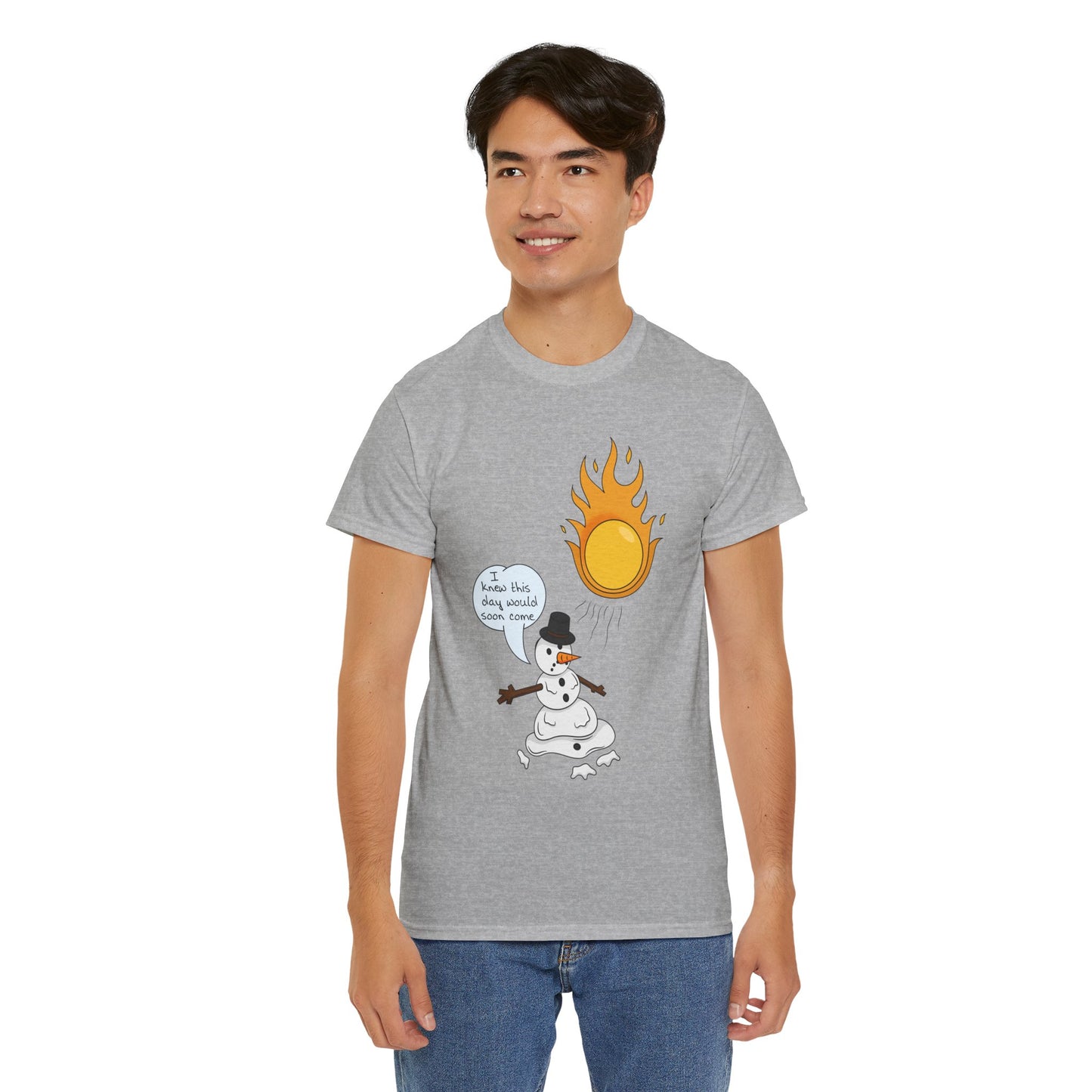 Unisex Heavy Cotton Tee (Melting Snowman)