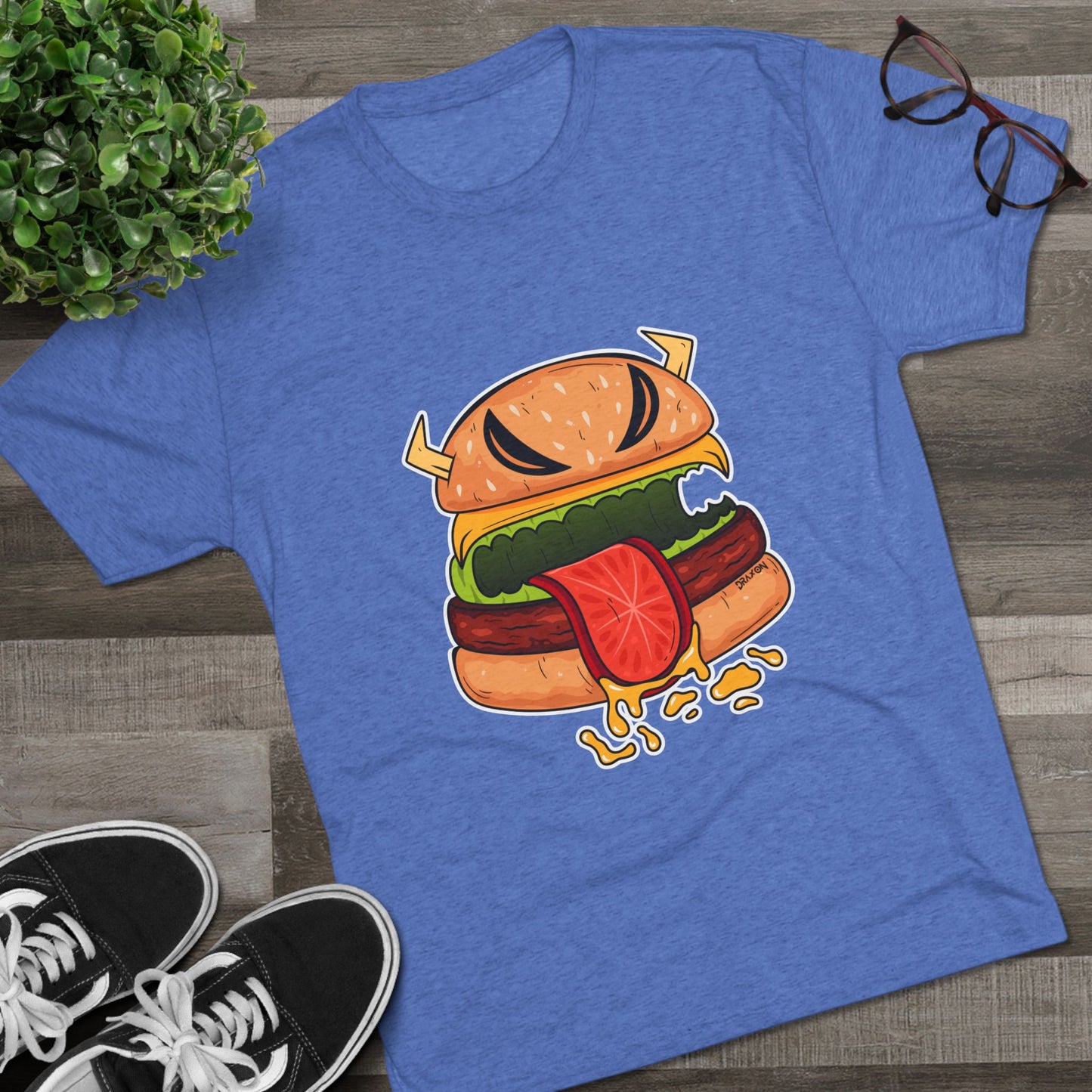 Unisex Tri-Blend Crew Tee (Cheeseburger Monster)