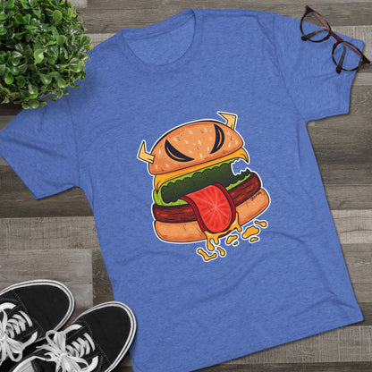 Unisex Tri-Blend Crew Tee (Cheeseburger Monster)