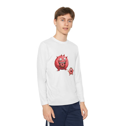 Youth Long Sleeve Competitor Tee (Donut Monster eating Donut)